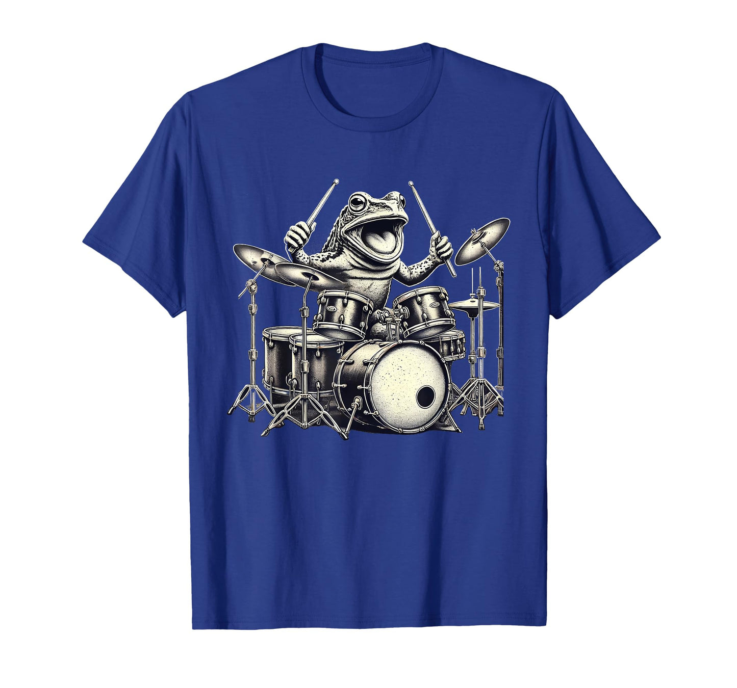 Funny Vintage Frog Drummer Rock Drummer Frog Playing Drums T-Shirt