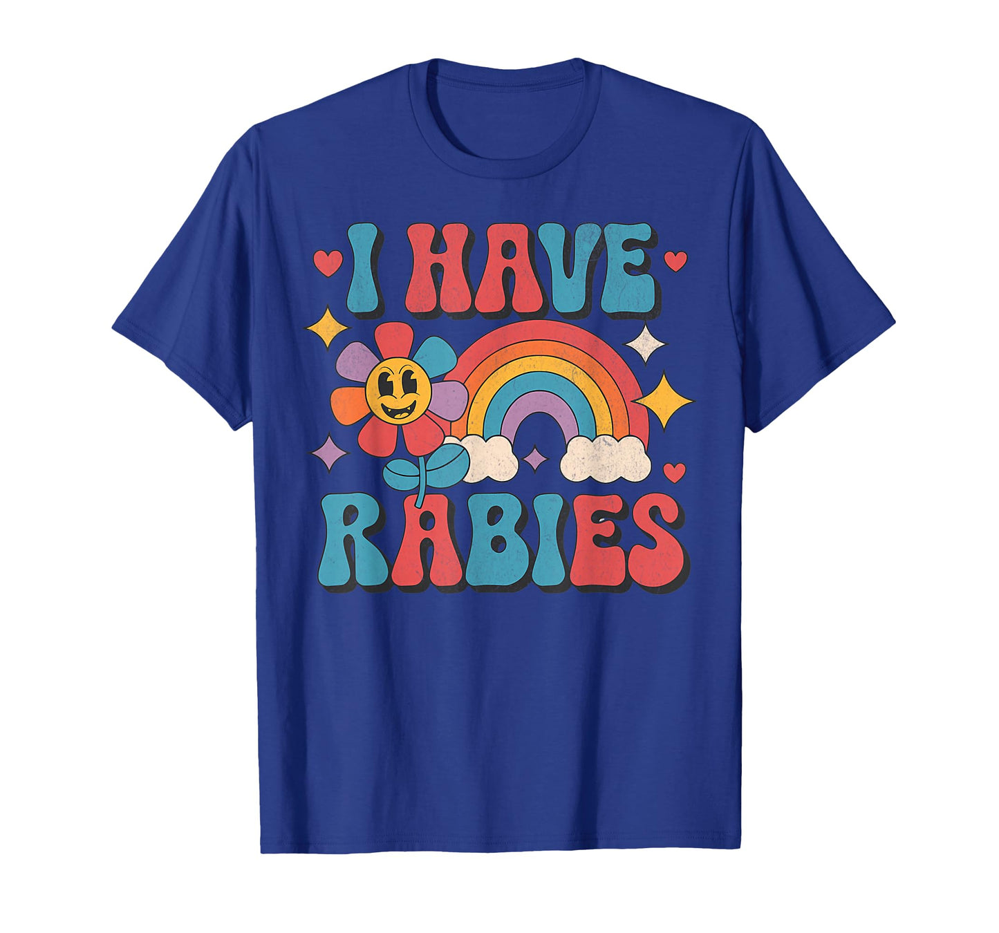 Funny Retro Vintage I Have Rabies Unisex-Adults Black Small T-Shirt
