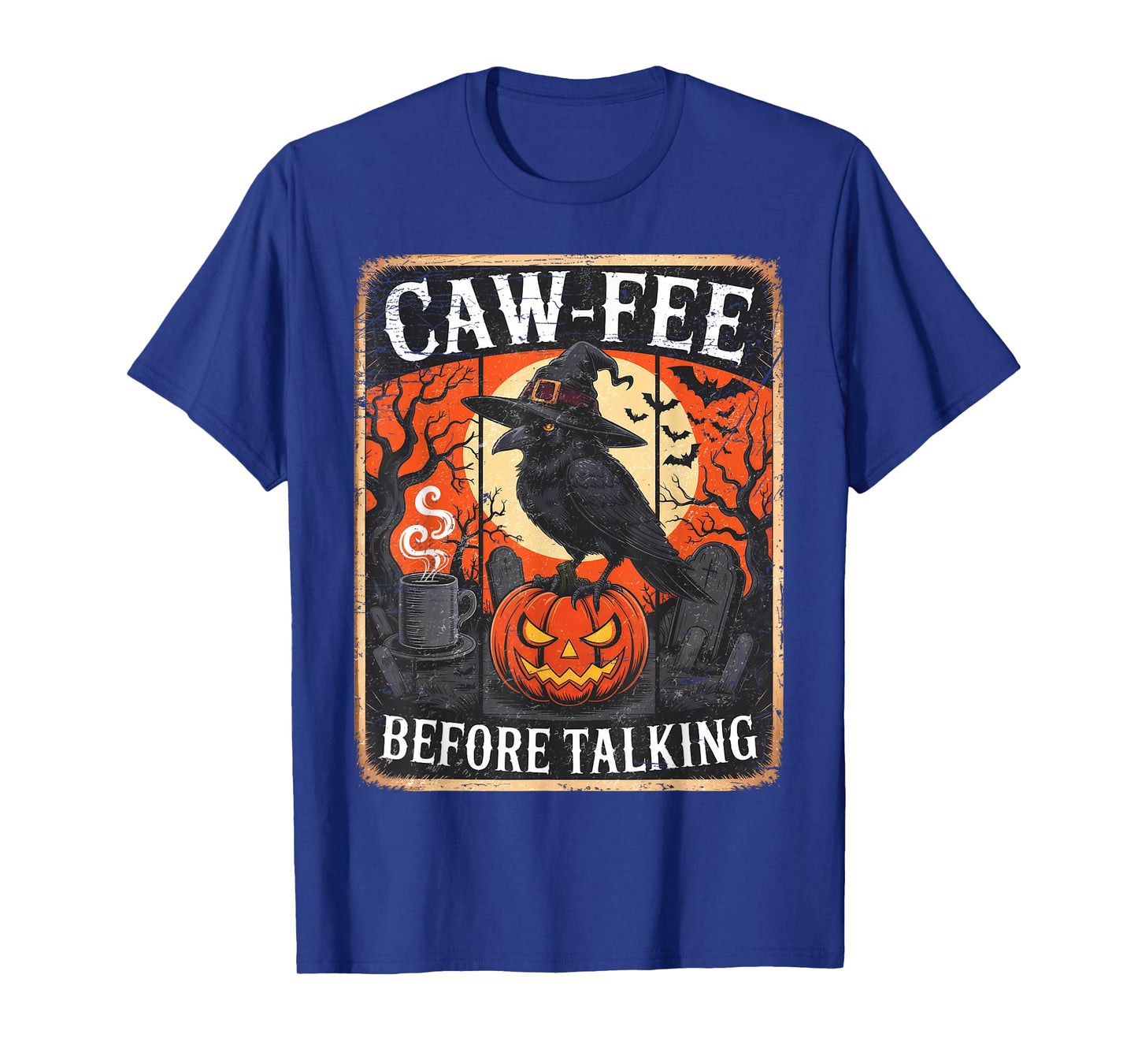 Caw-Fee Before Talking Black Crow Spooky Season Halloween T-Shirt