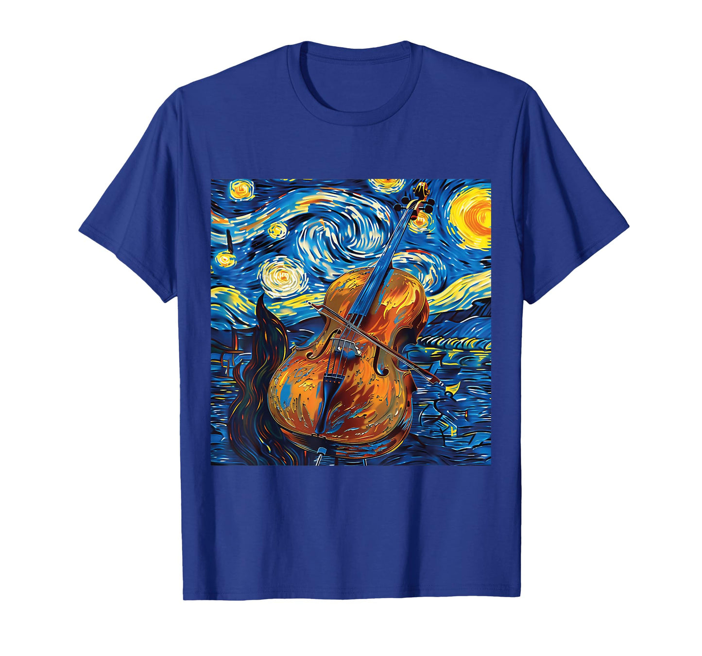 Cello Art Style Starry Sky Night Swing Music T-Shirt