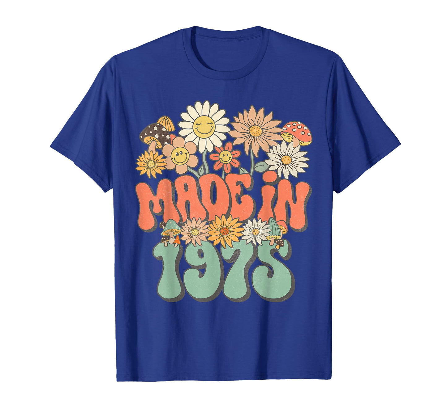 Retro Groovy Made In 1975 Floral Hippie Daisy 50th Birthday T-Shirt