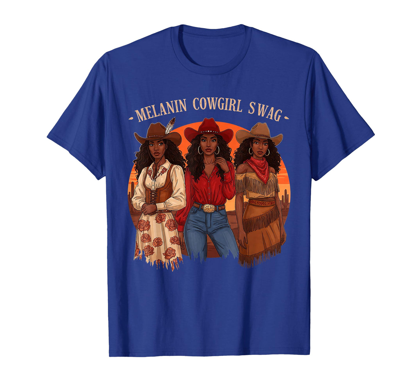 Let's Go Girls Retro Western Country Melanin Cowgirl Swag T-Shirt