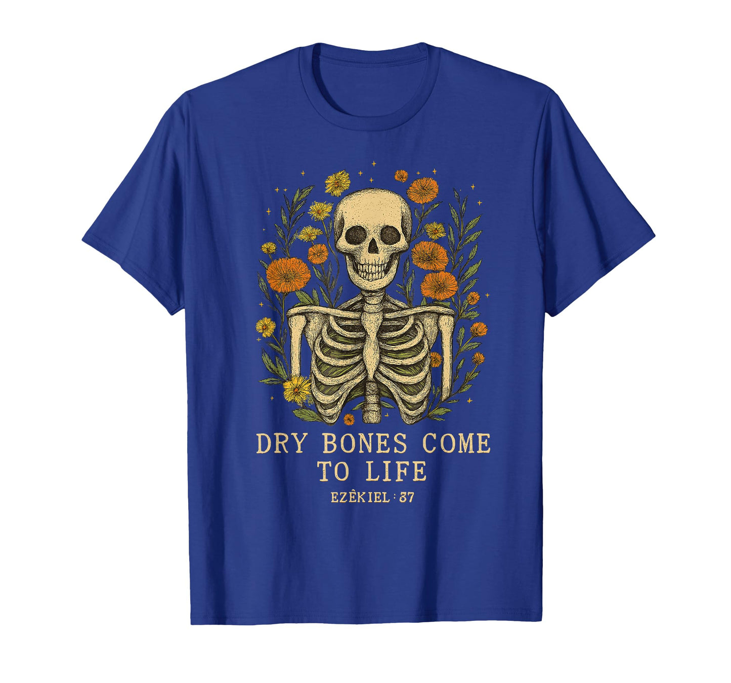 Dry Bones Come to Life Dancing Floral Skeleton T-Shirt