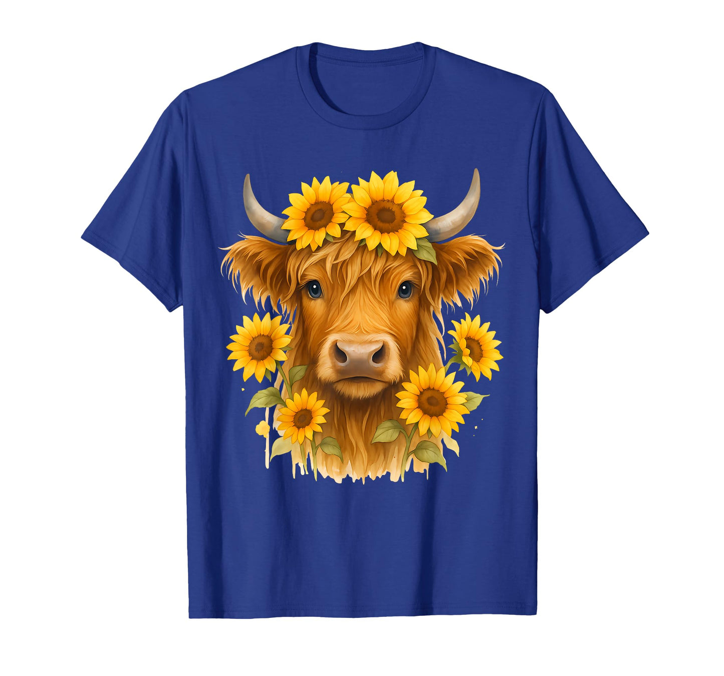 Scottish Highland Cow Sunflowers Heifer Country Farmer Girl T-Shirt