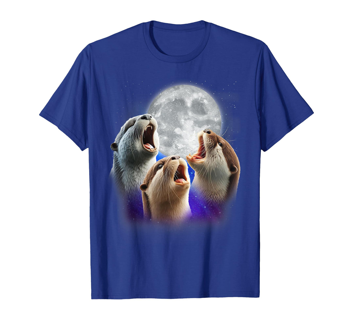 3 Otters Howling At The Moon Funny Sea Otter Animal Lover T-Shirt
