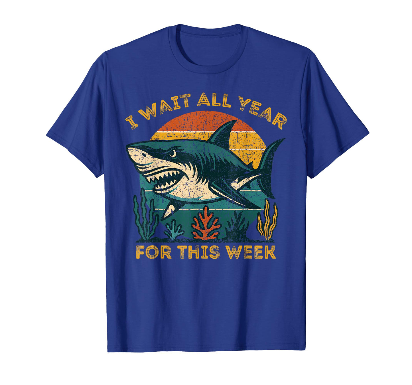 Retro I Wait All Year for This Week Funny Shark Lovers T-Shirt