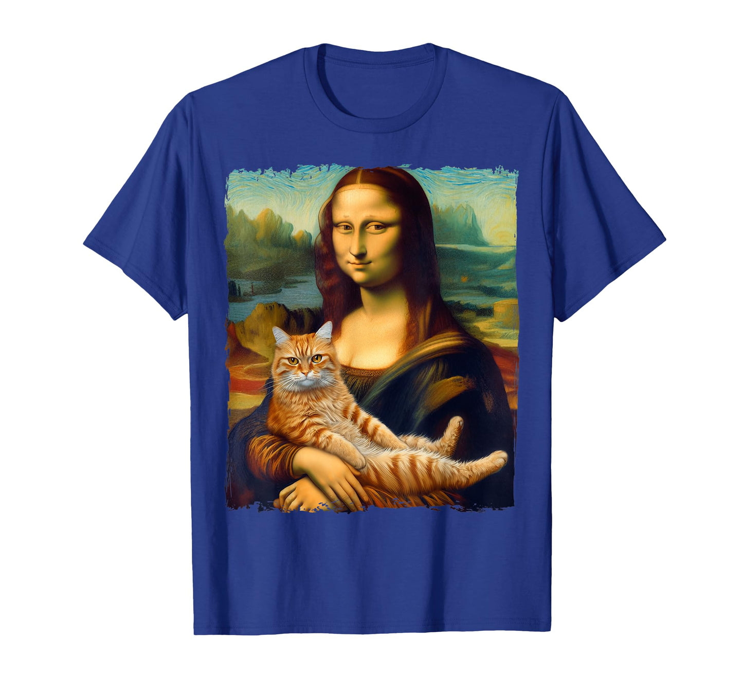 Mona Lisa Holding Cat Portrait Art Painting Kitty Cat Mom Men Women Kids T-Shirt