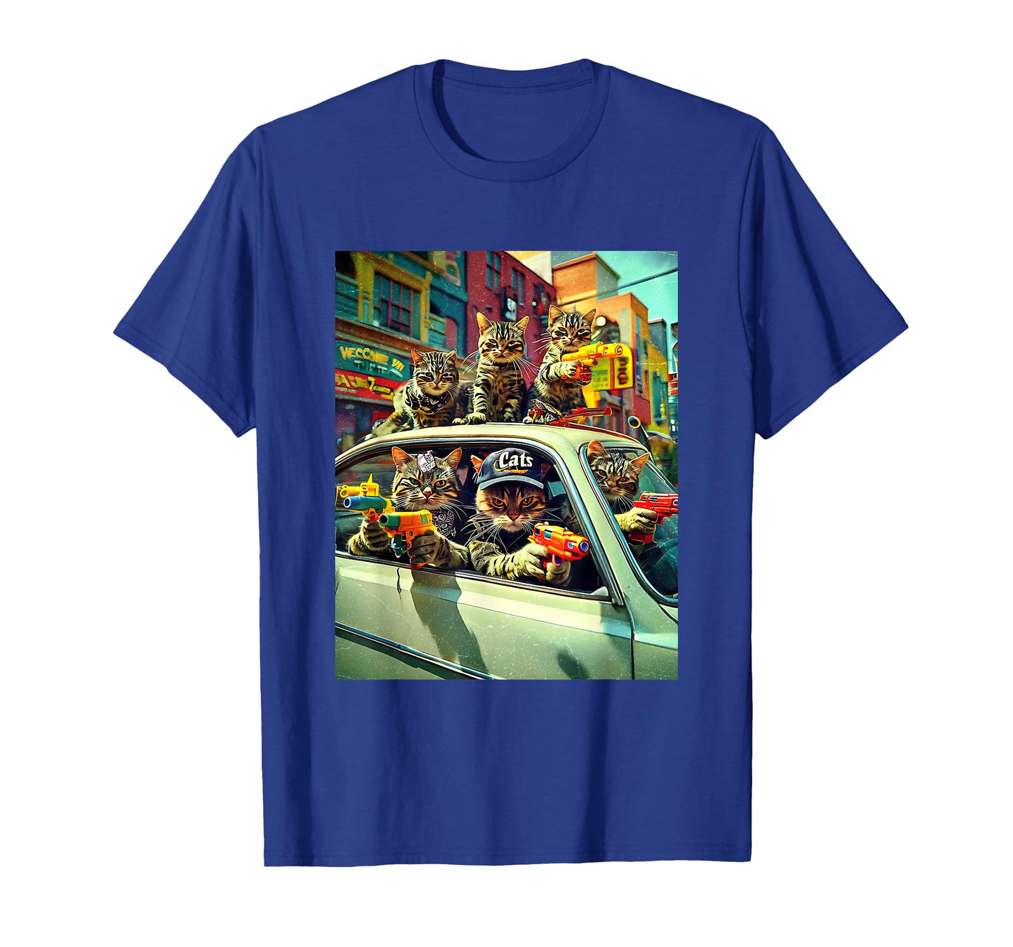 Gangster Cats Street Cat Gang In Car Meme The Meowfia Crime T-Shirt