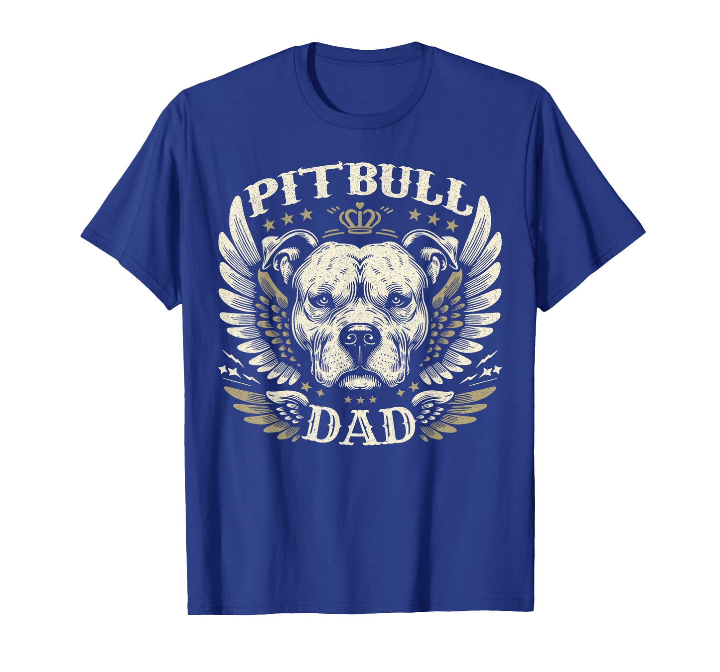Pitbull Dad Biker Wings Motorcycle Lovers Pit Bull Retro T-Shirt