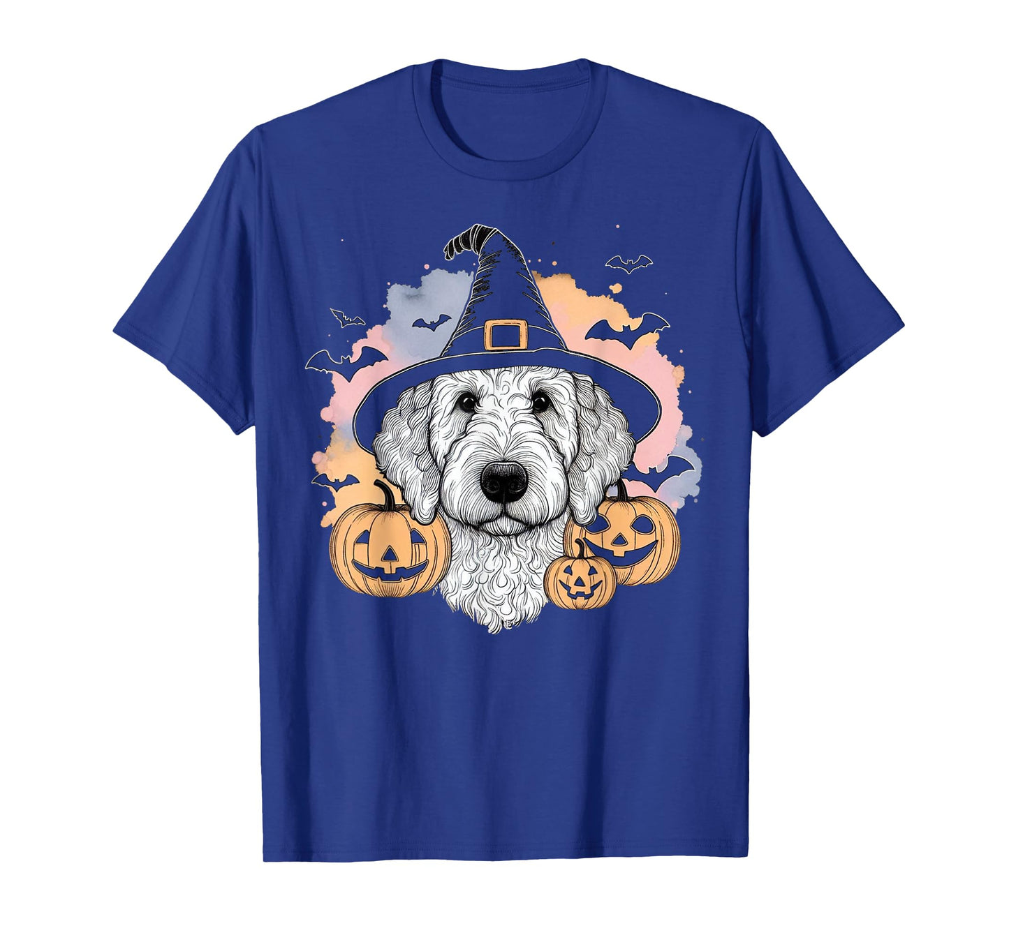 Halloween Goldendoodle Witch & Pumpkins Bats Spooky Holiday T-Shirt