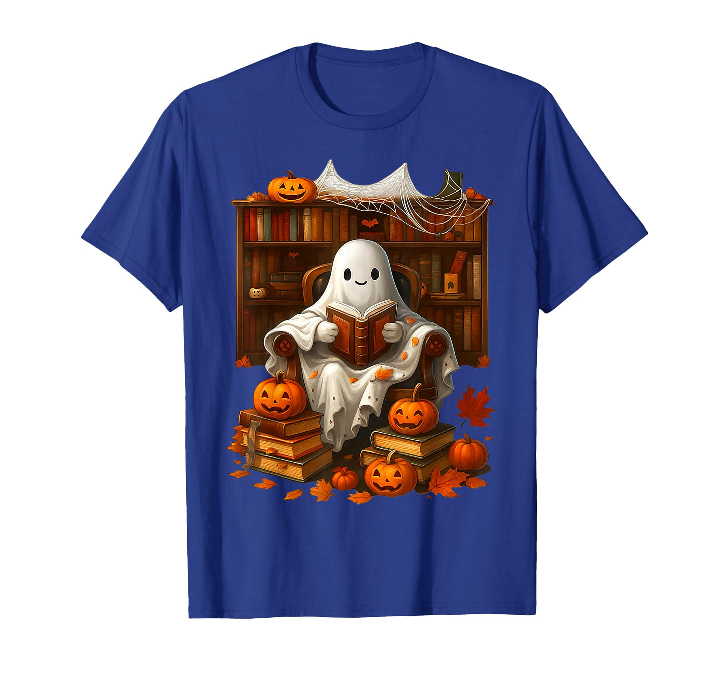 Vintage Ghost Book Reading Boo Gothic Halloween Teachers T-Shirt