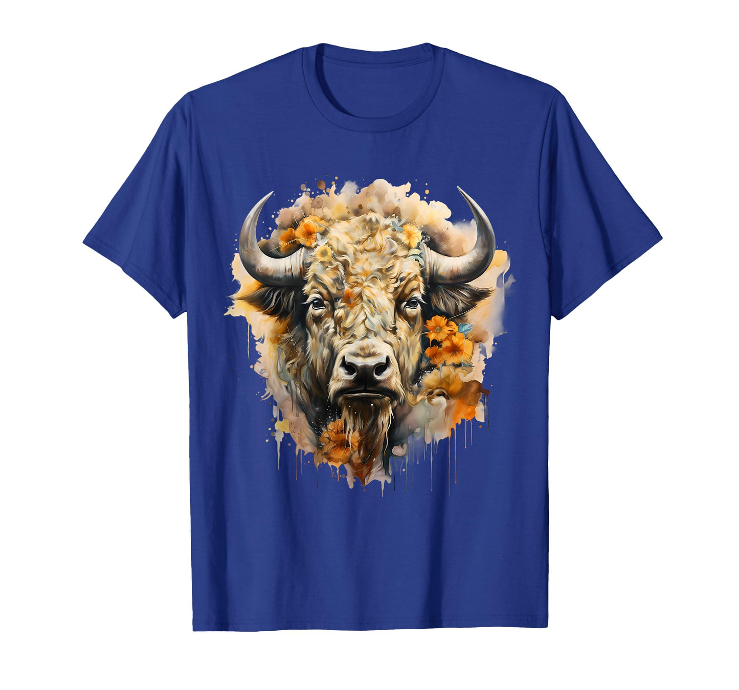 Buffalo Portrait Bison Animal Art Wildlife Savanna Splash T-Shirt