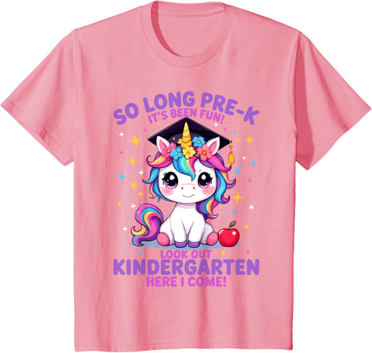 So Long Pre-K Graduation for Girls PreK Graduates Unicorn T-Shirt