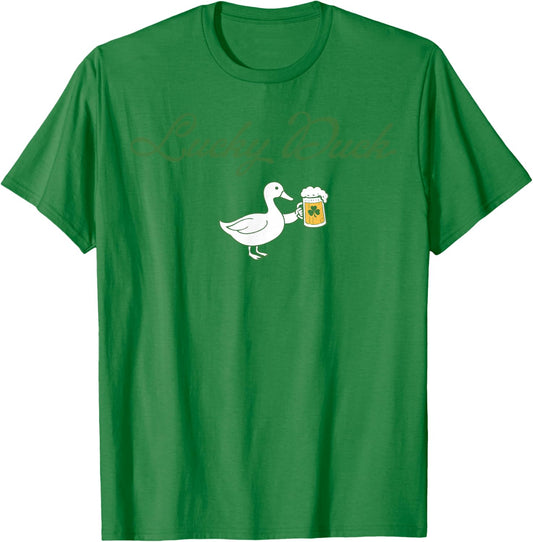 St Patrick's Day Lucky Duck Saint Paddy's Day Irish Beer T-Shirt - T-Shirt | Irish Green