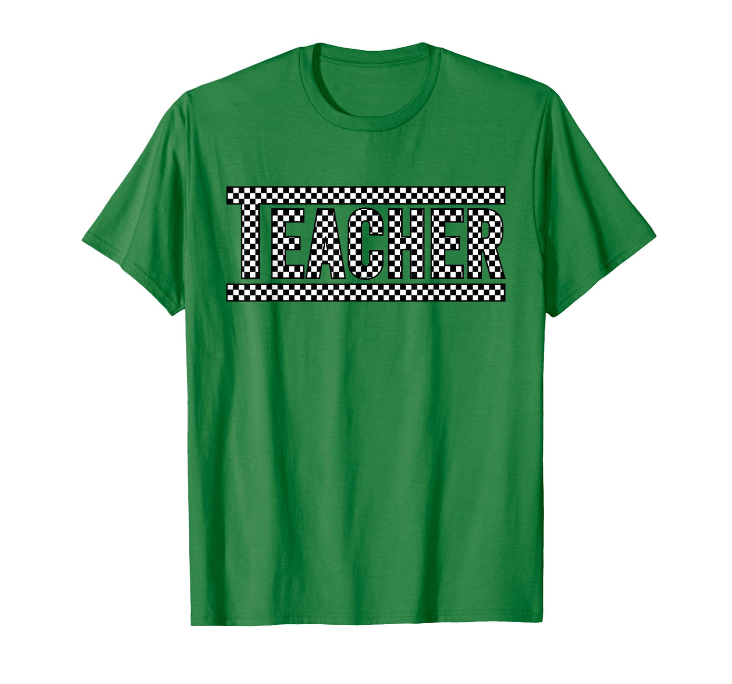 Teacher Checkered Racing Black White Teacher Appreciation Men Women T-Shirt
