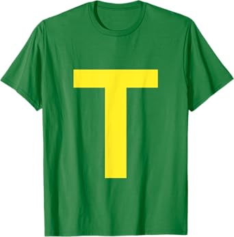 Letter T in Yellow on Green Costume Halloween Party T-Shirt
