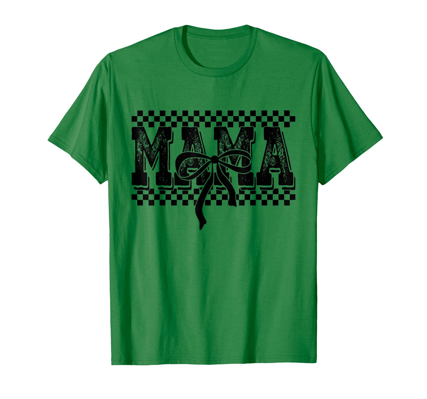 Retro Checkered Mama Coquette Bow Mama Floral Mothers Day T-Shirt