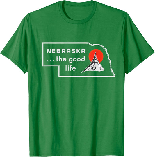 Nebraska The Good Life Vintage Road Sign T-Shirt