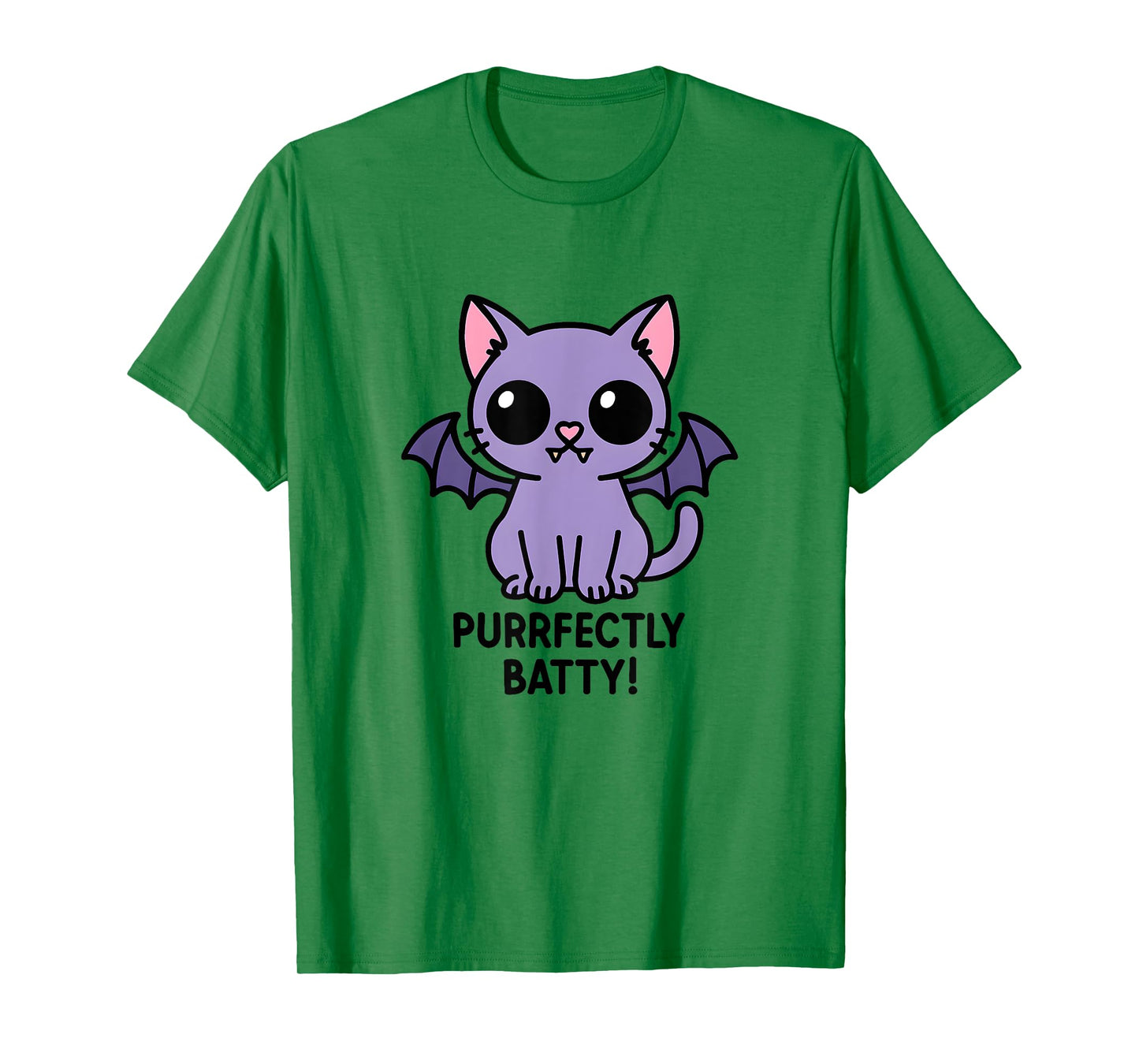 Purrfectly Batty Purple Cat Bat Funny Cute Halloween T-Shirt