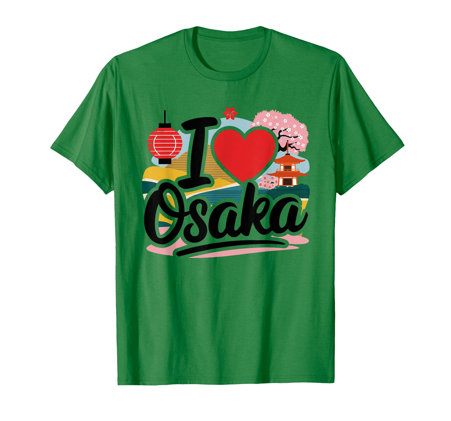 I Love Osaka Japan Sakura Japanese Cherry Blossom Temple T-Shirt