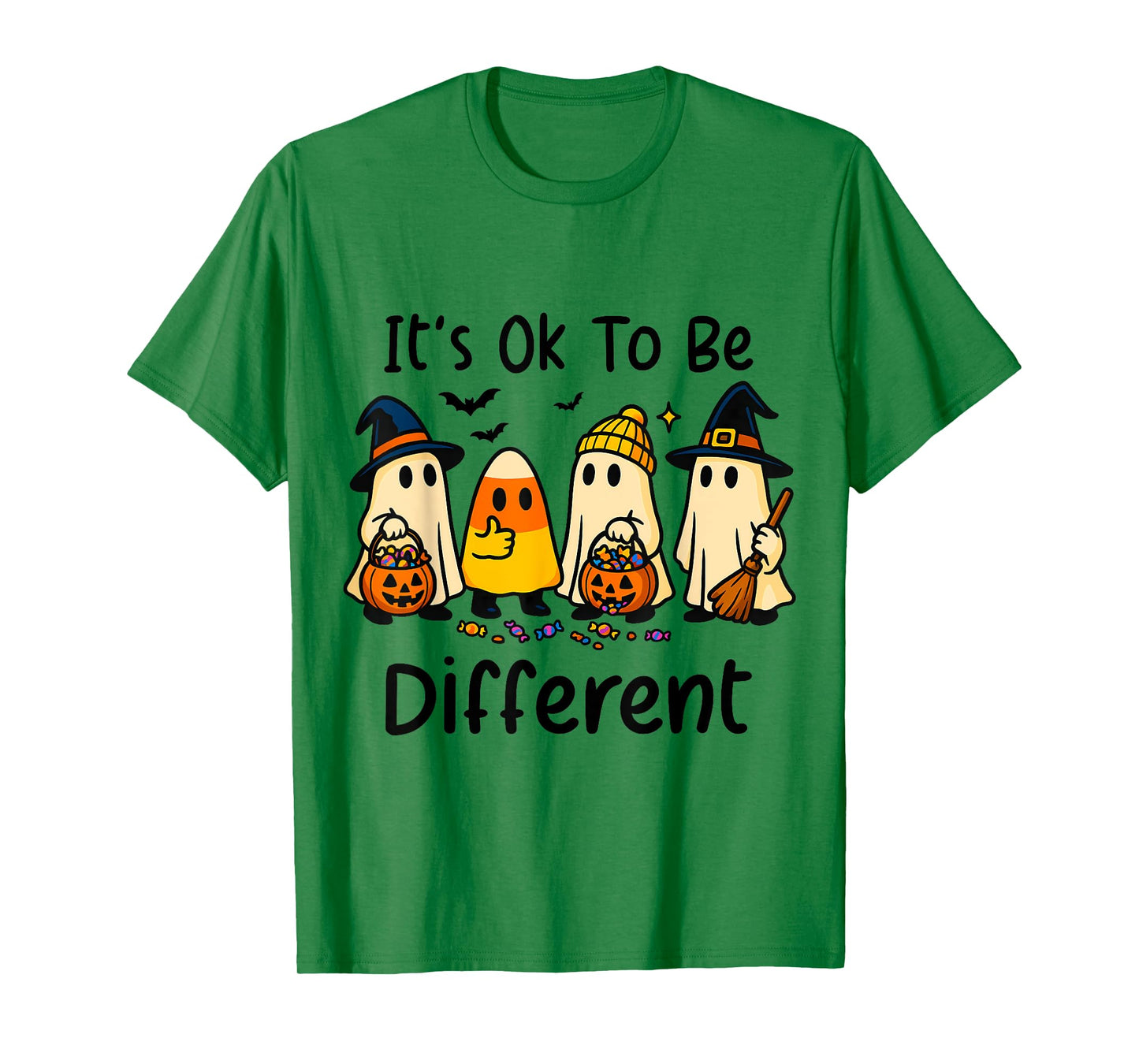 Halloween Candy Corn Ghost Its Ok to Be Different Kids Girl T-Shirt