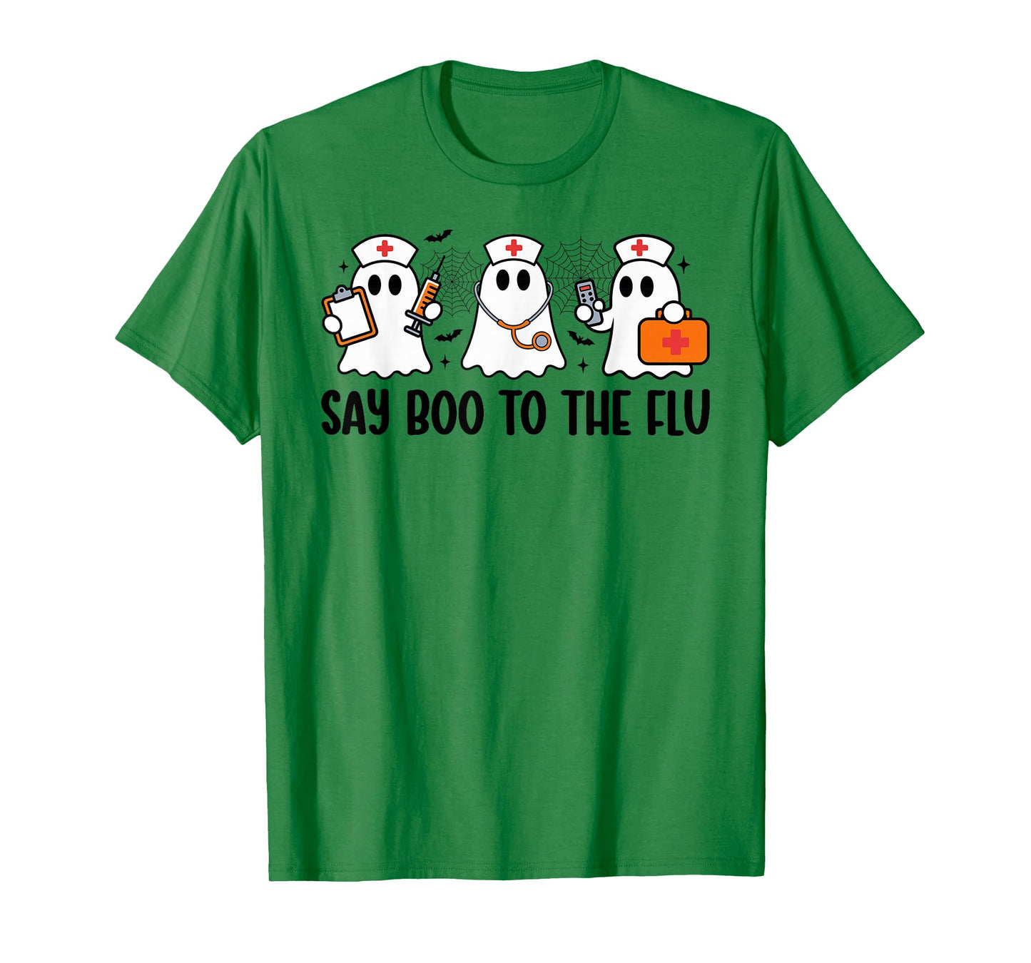 Funny Nurse Ghost Halloween Vaccine Say Boo to The Flu T-Shirt