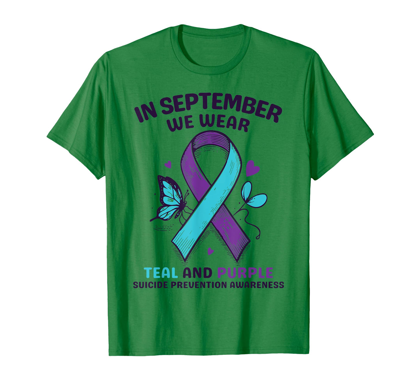 In September We Wear Teal Purple Ribbon Suicide prevention T-Shirt
