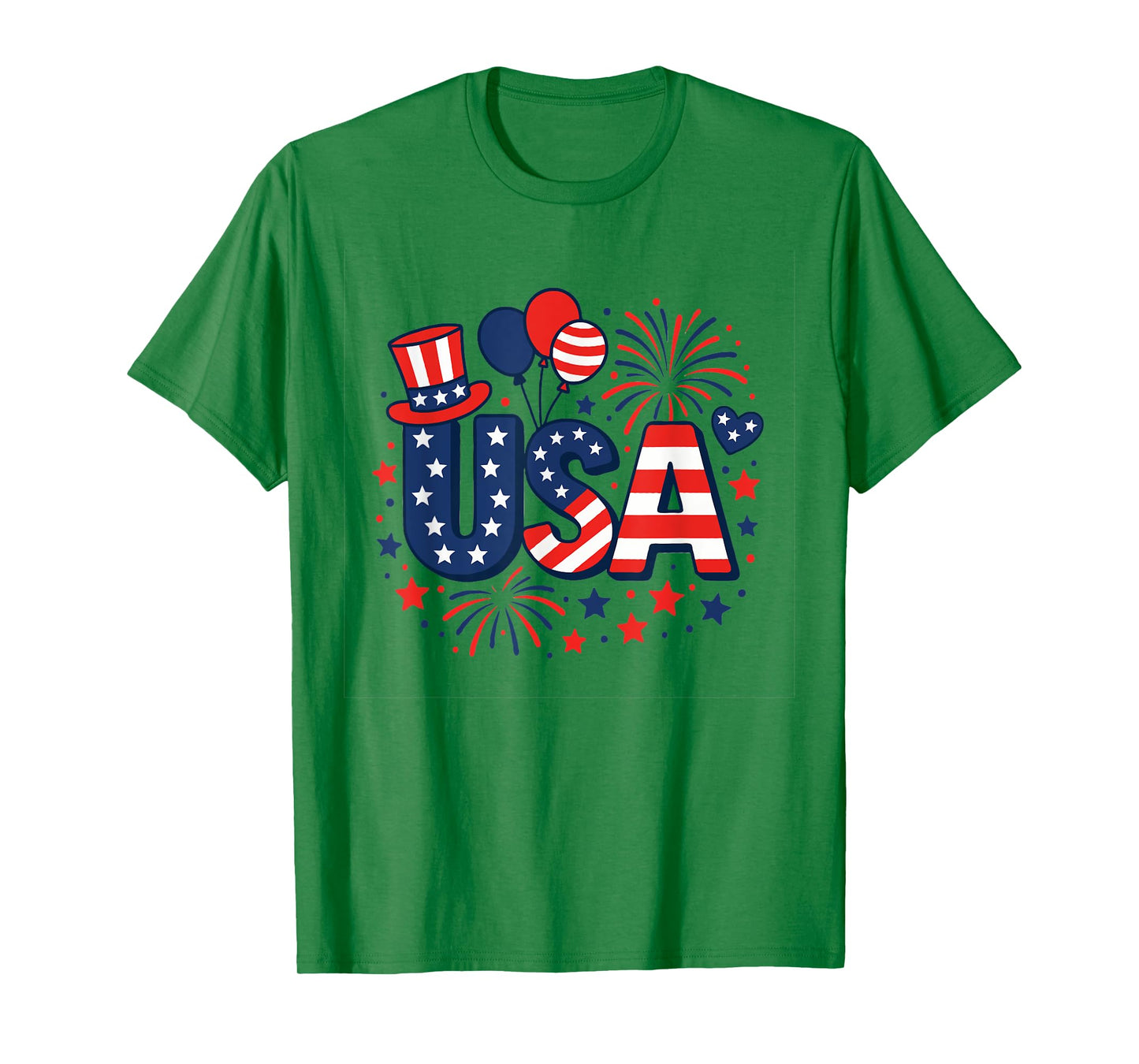 4th of July Shirts Cotton Crewneck USA American Flag T-Shirt T-Shirt