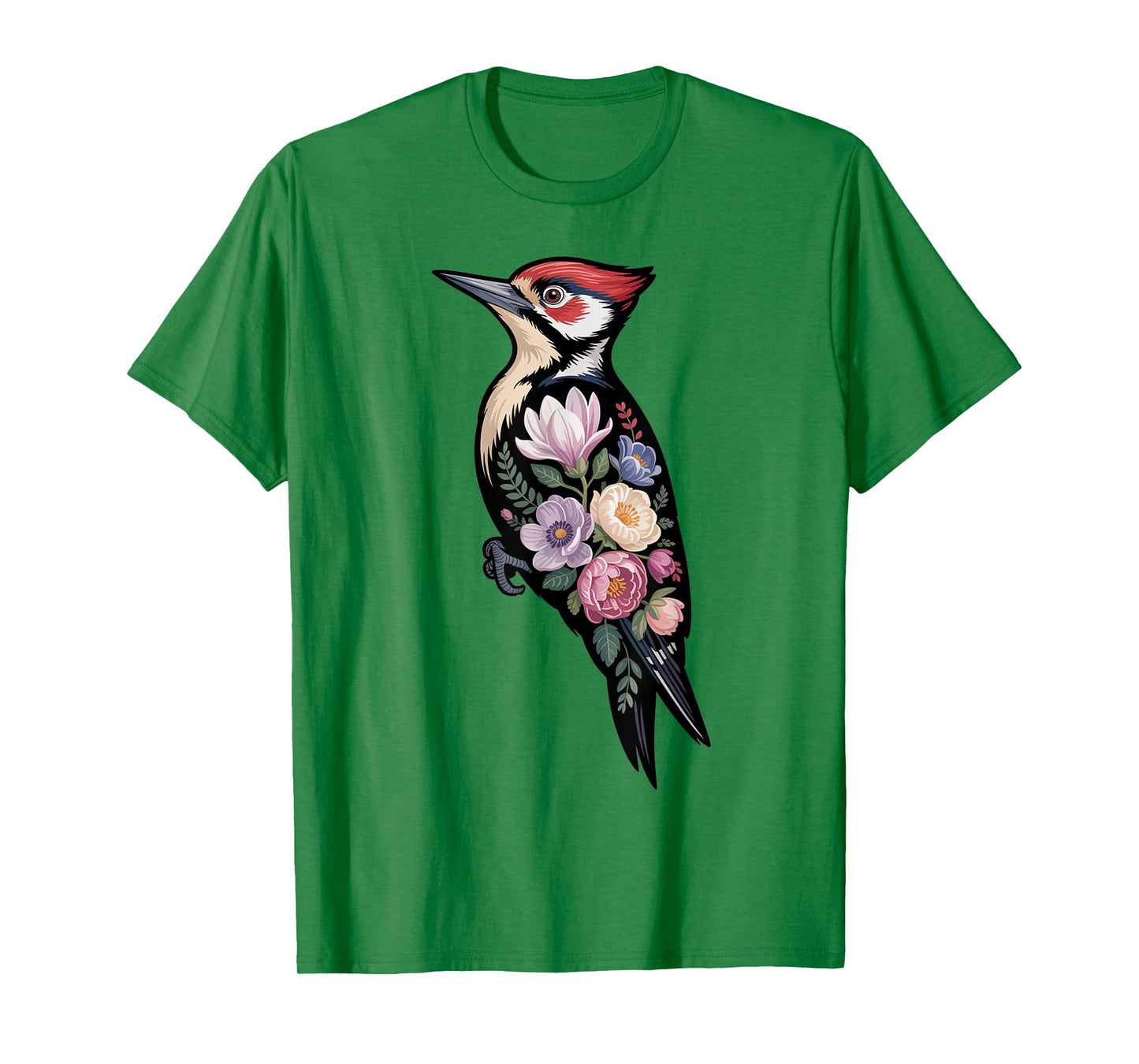 Floral Woodpecker Bird Lover Birding Enthusiasts Men Women T-Shirt