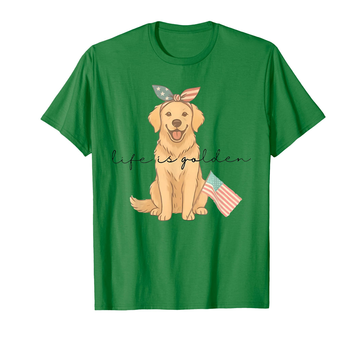 Life Is Golden Funny Patriotic Golden Retriever 4th of July T-Shirt