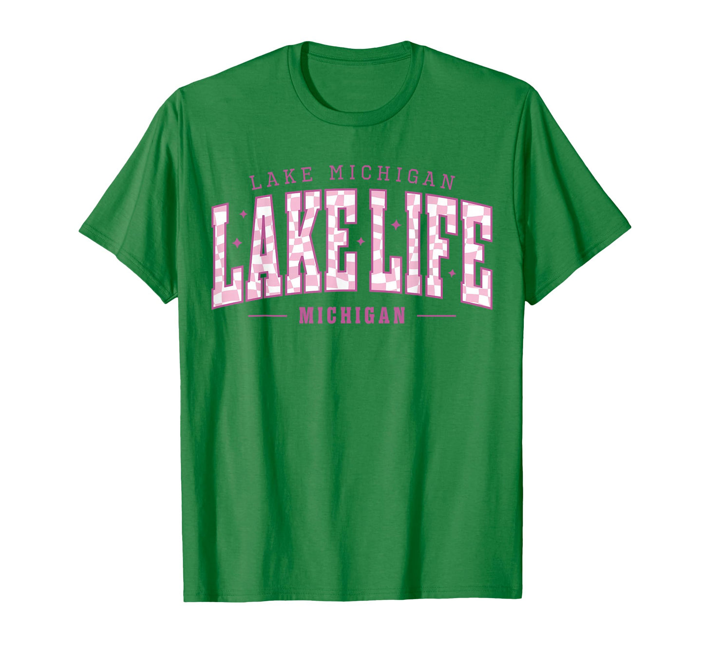 Lake Life Checkerboard Michigan Lake Summer Vacation Babe T-Shirt