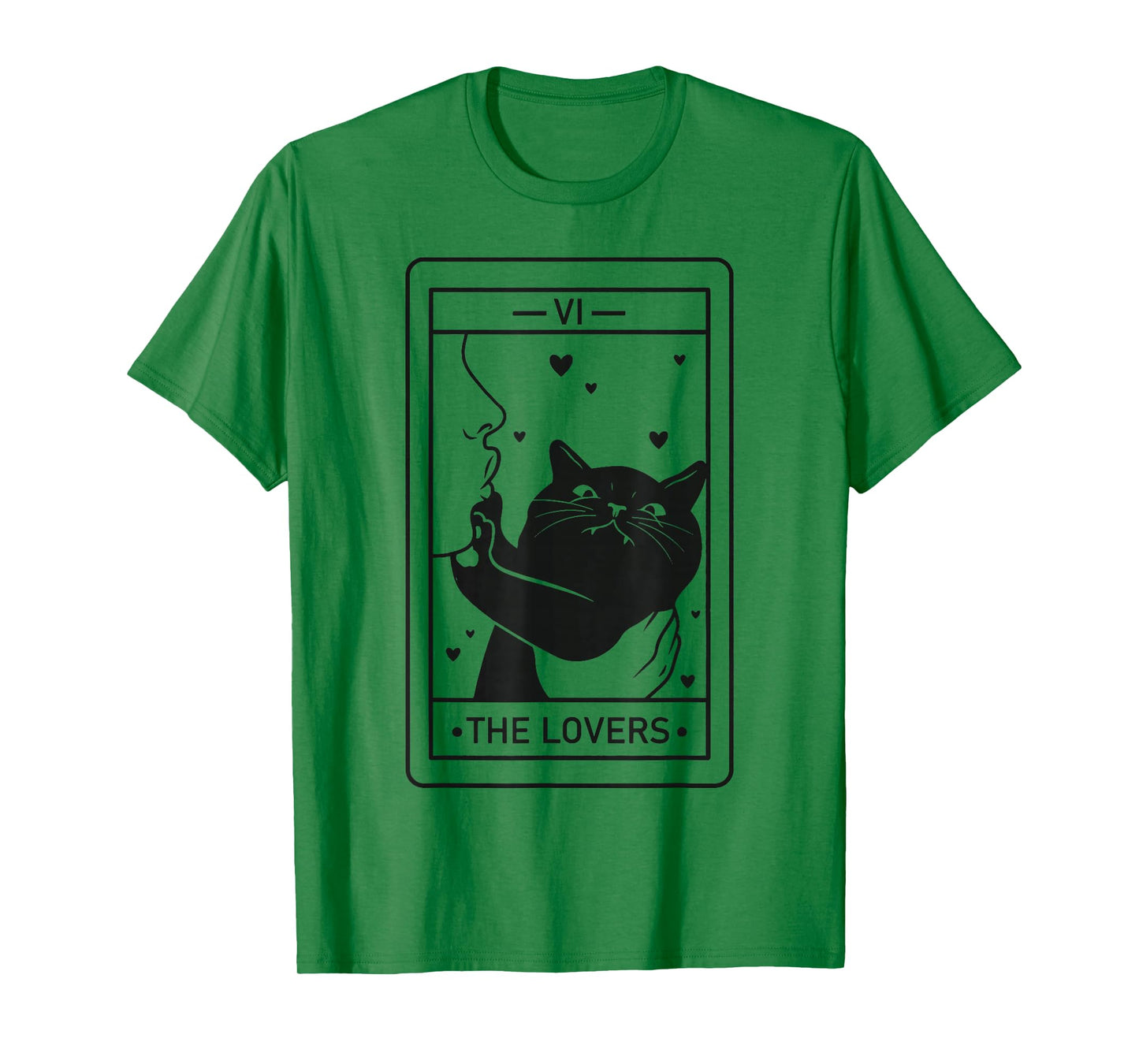 Black Cat Tarot Halloween Witchy Cat The Lovers Men Women T-Shirt