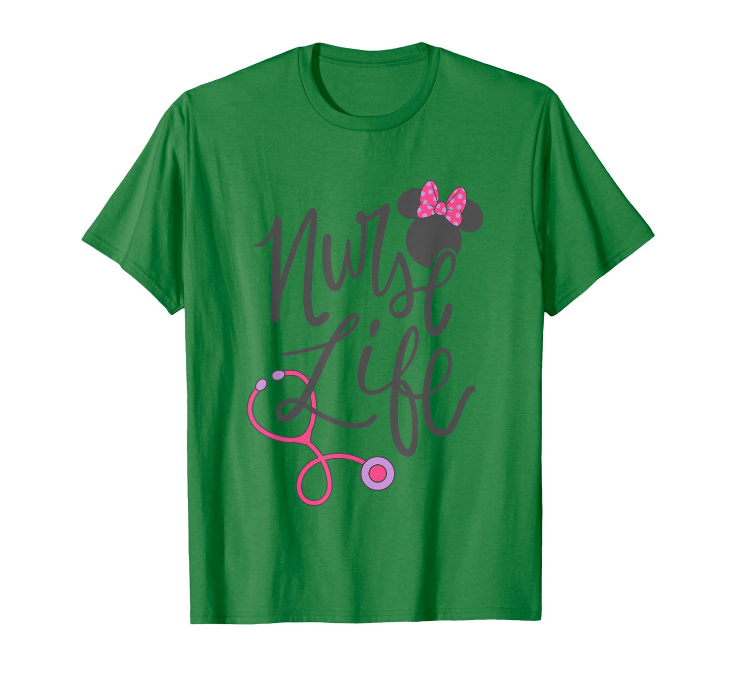 Disney Minnie Mouse Nurse Life Big Chest Text Logo T-Shirt