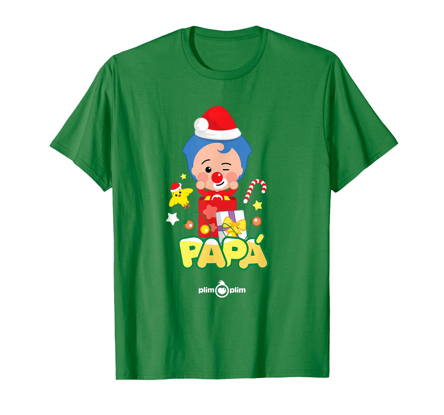 Plim Plim Kids Unisex-Adults Blue Cotton Blend, Polyester T-Shirt - Small - Short Sleeve - Cartoon - Winter - Christmas Edition