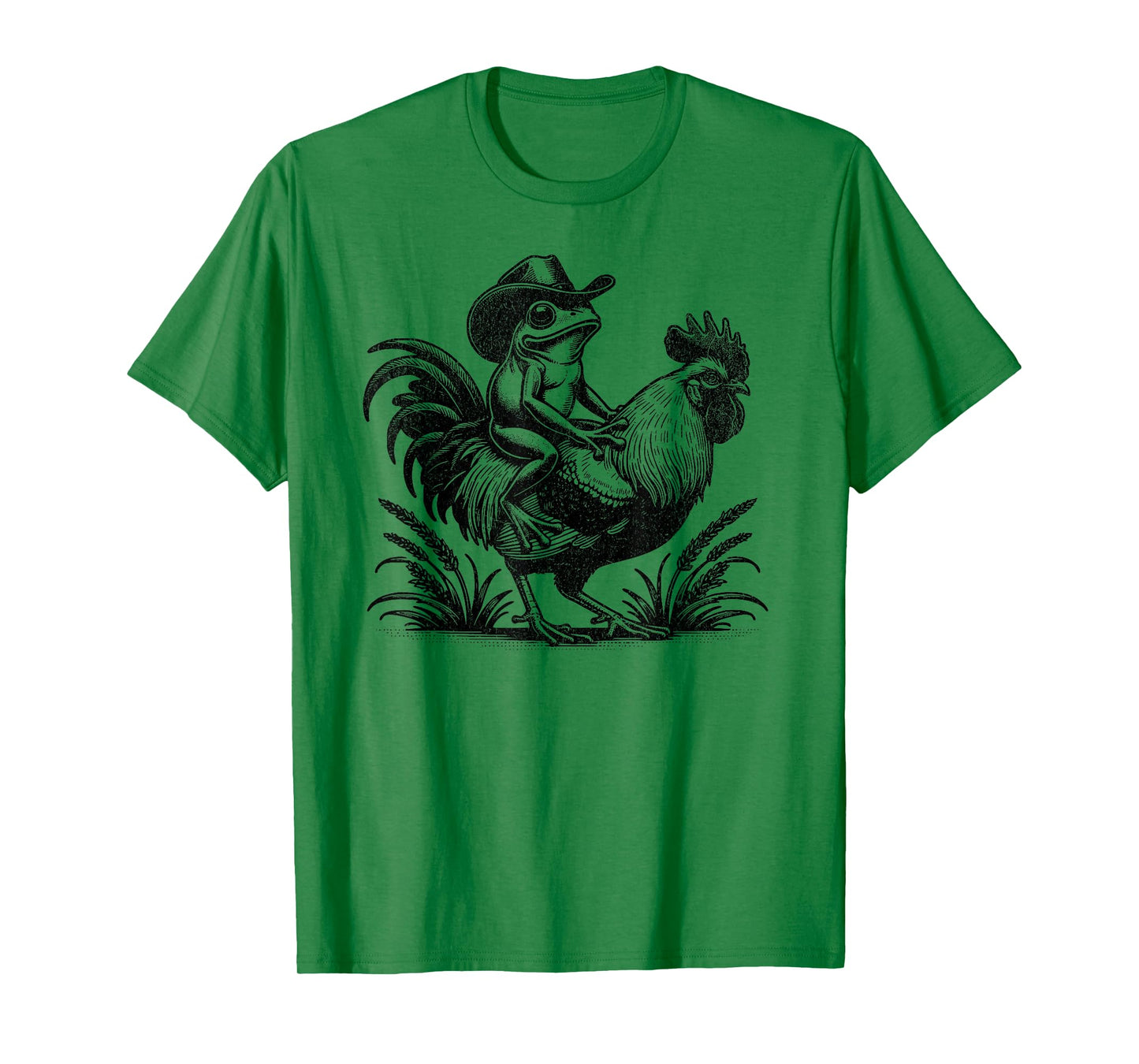 Funny Frog With Cowboy Hat Riding Rooster Country Life T-Shirt