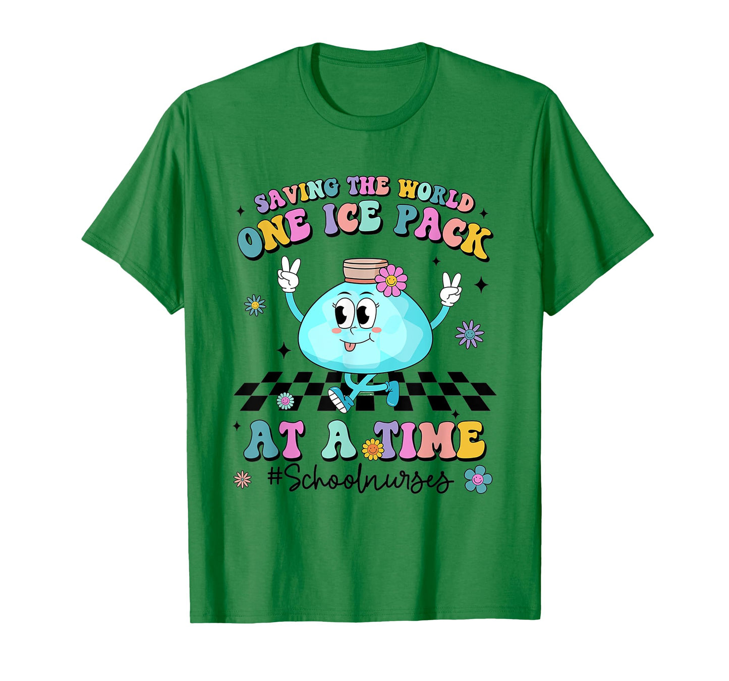 Saving The World One Ice Pack At Time Retro School Nurse T-Shirt