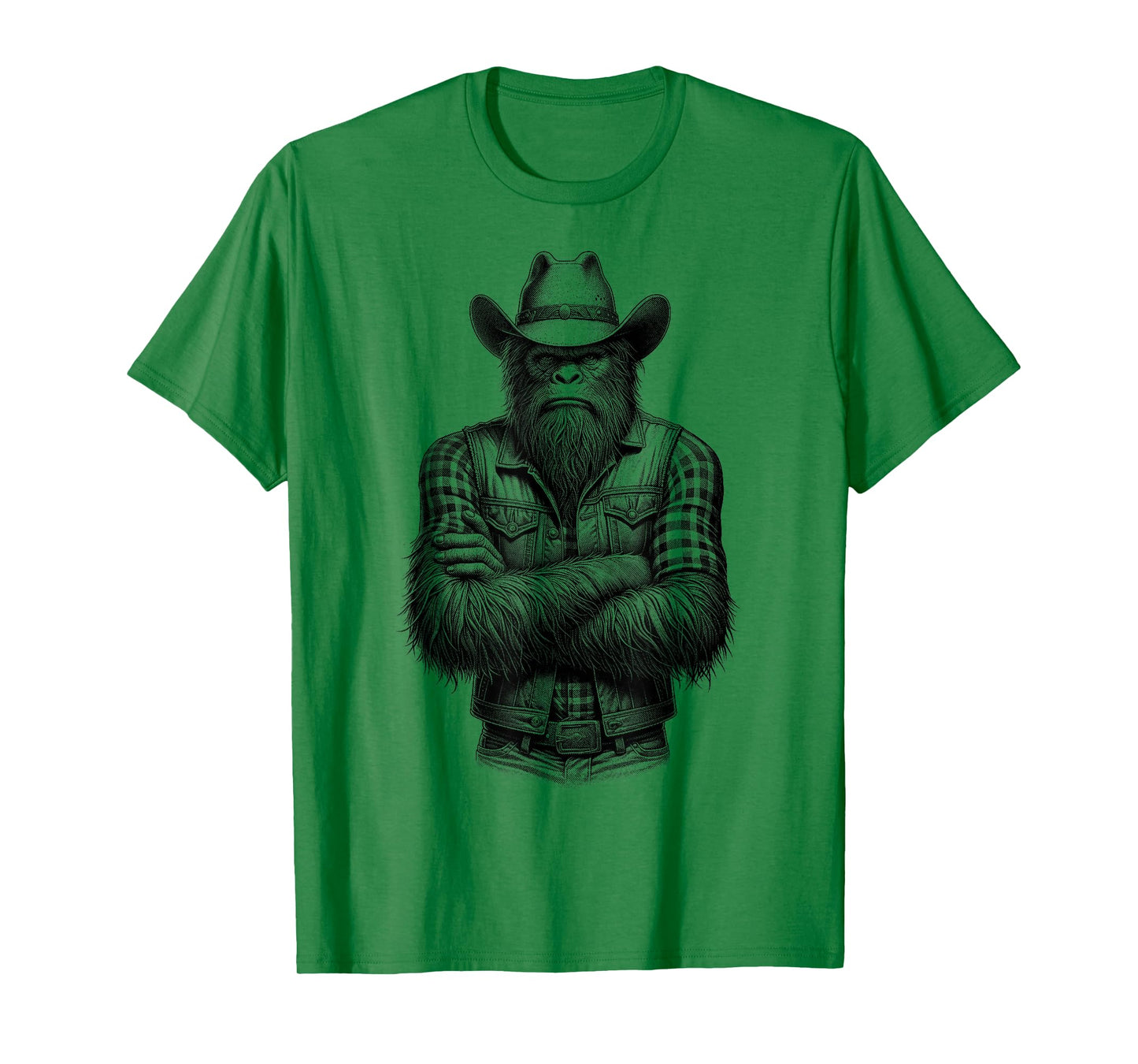 Bigfoot Sasquatch Funny Vintage Cowboy Cryptid Graphic Myth T-Shirt