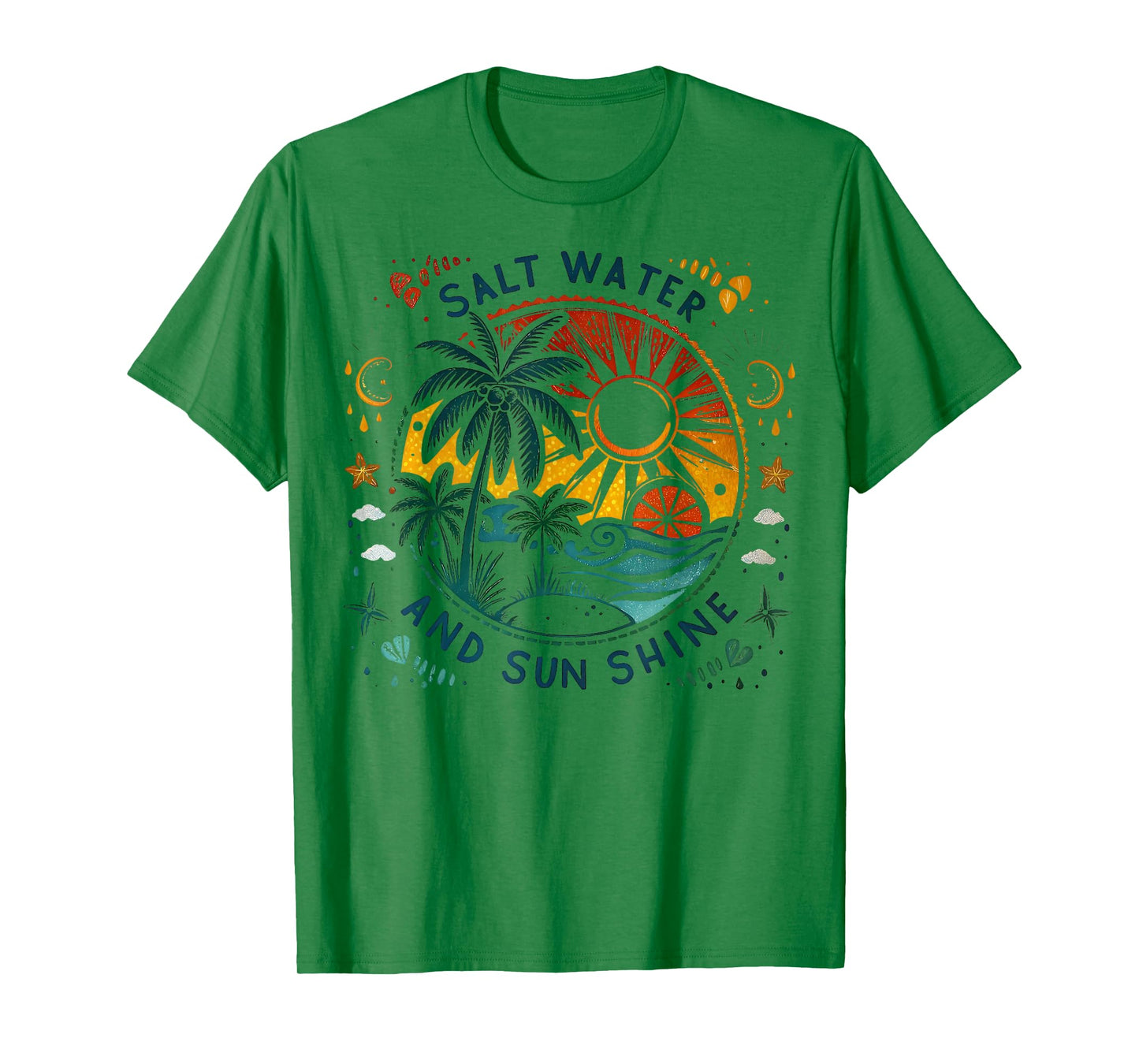 Salt Water And Sun Shine Beach Palm Tree Summer Vacation T-Shirt