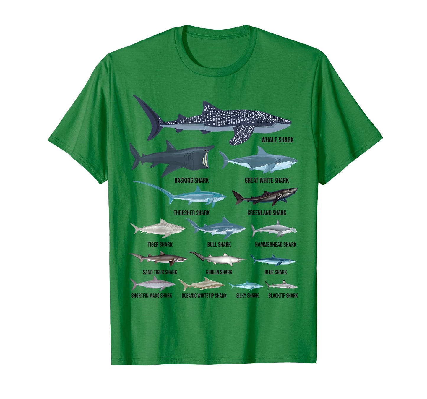 Types of Sharks Shark Species Identification Ocean Lovers T-Shirt