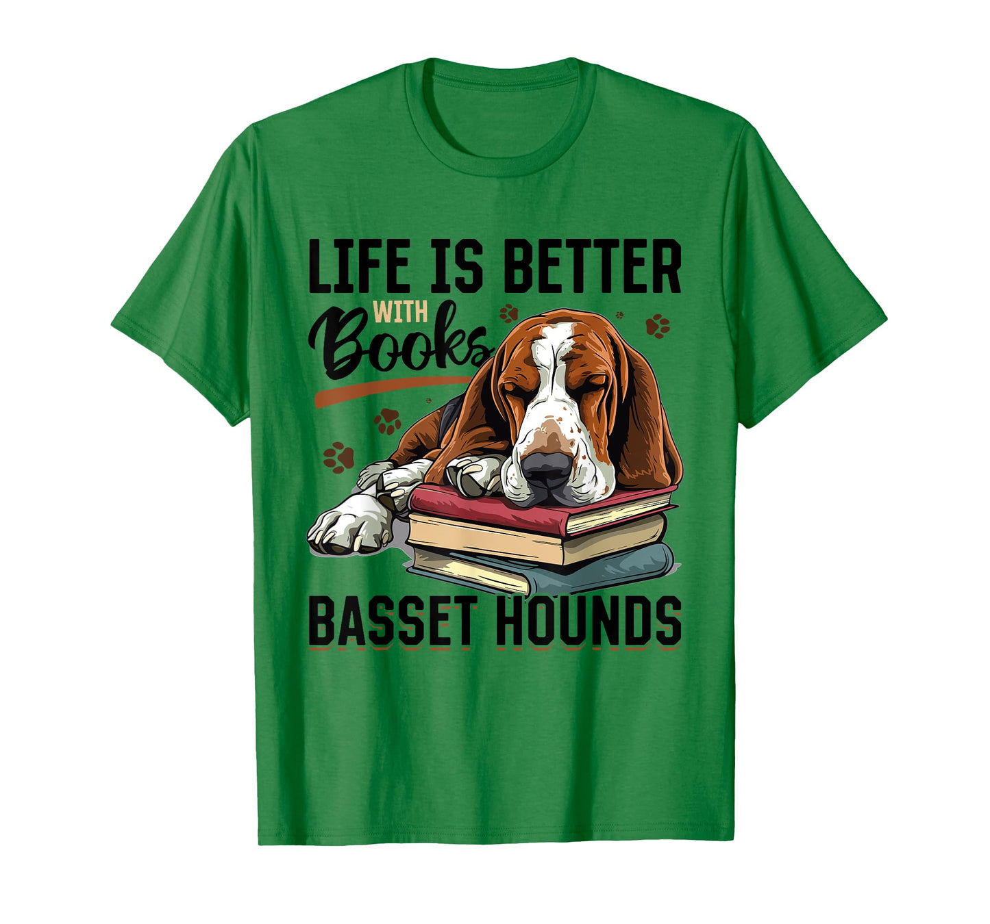 Basset Hound Dog Breed Life is Better with Books and a T-Shirt for Men Women Girls Kids