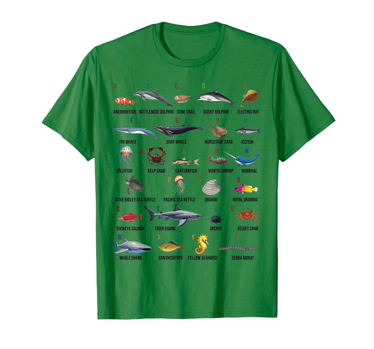 A-Z Ocean Life Alphabet Marine Creatures Exploration T-Shirt