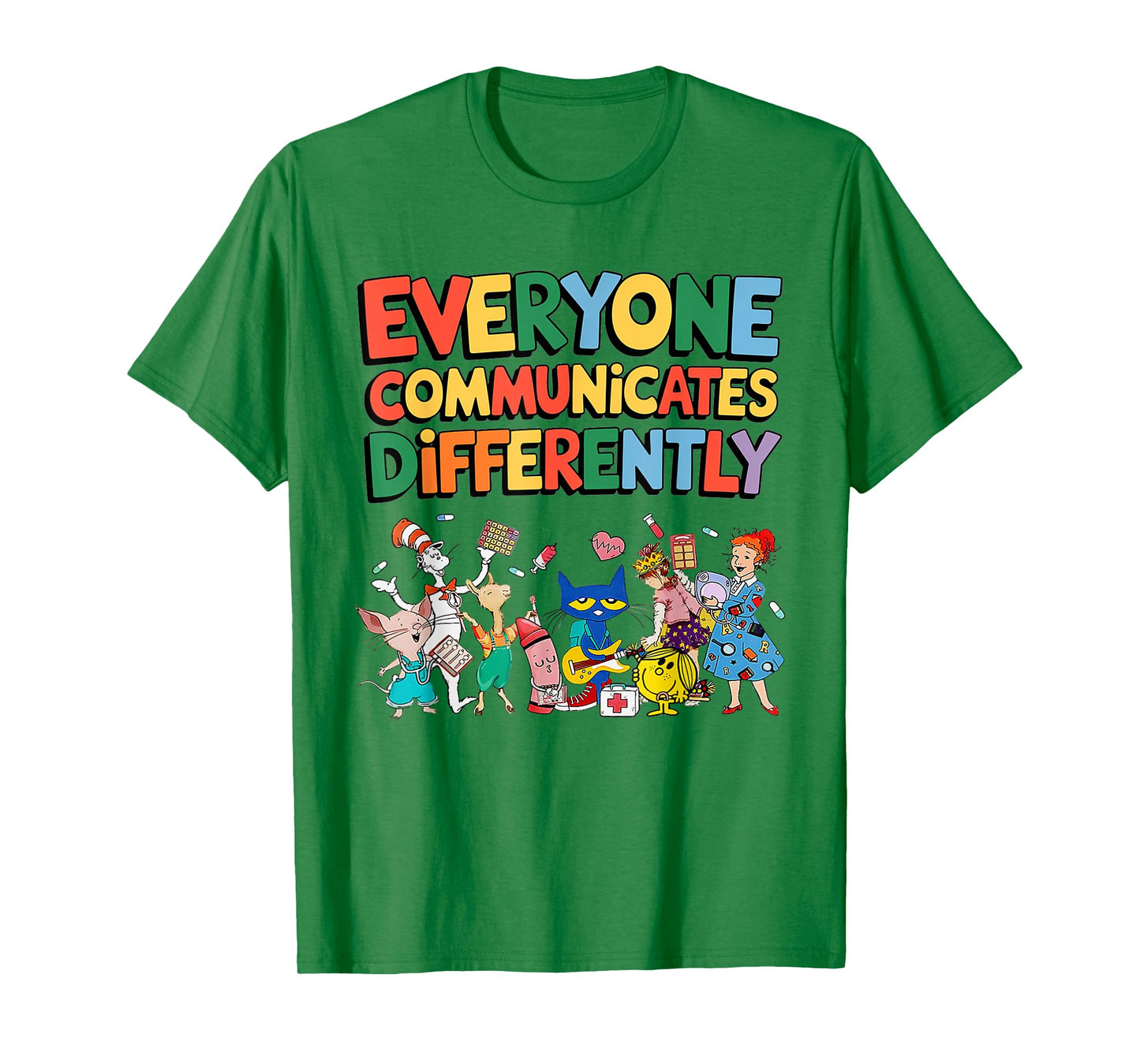 Everyone Communicates Differently Funny Book Kids Teacher T-Shirt