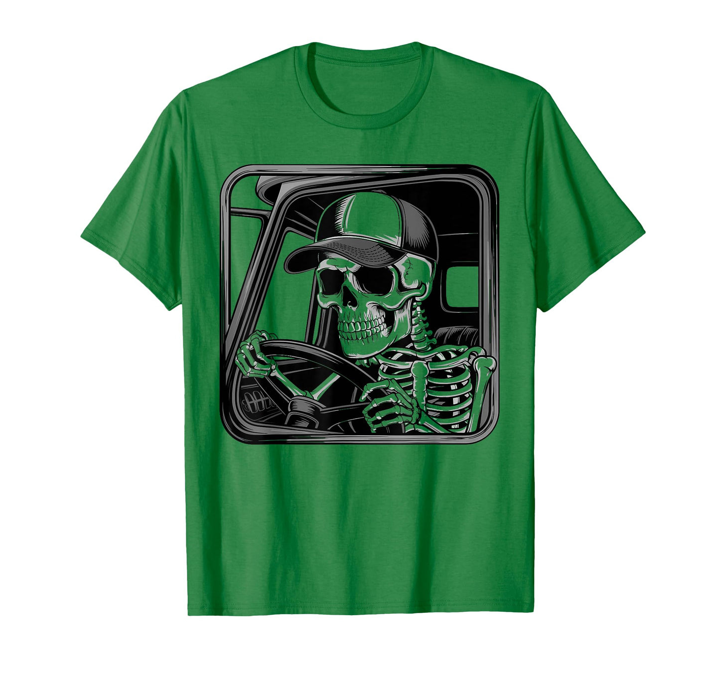 Skeleton Trucker Driving Illustration T-Shirt