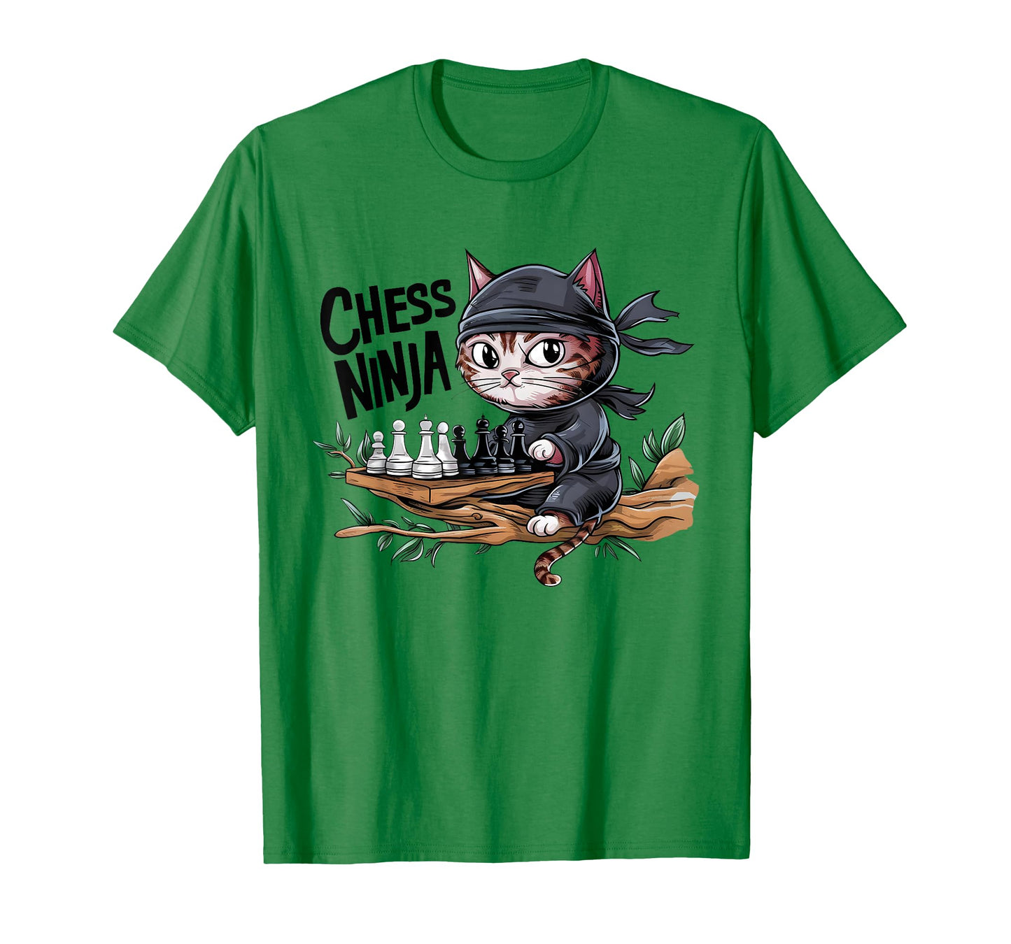 Chess Ninja Funny Cat Playing Chess Boy Girls Birthday Men T-Shirt