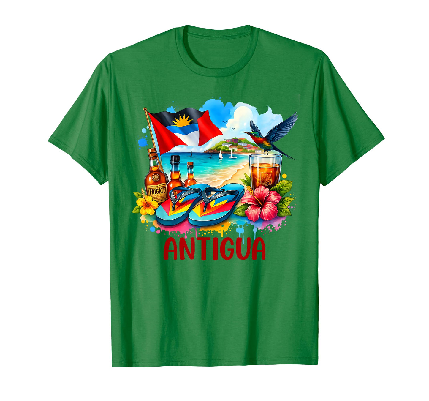 Antigua and Barbuda Flag Island Flip Flops Tropical Beach T-Shirt