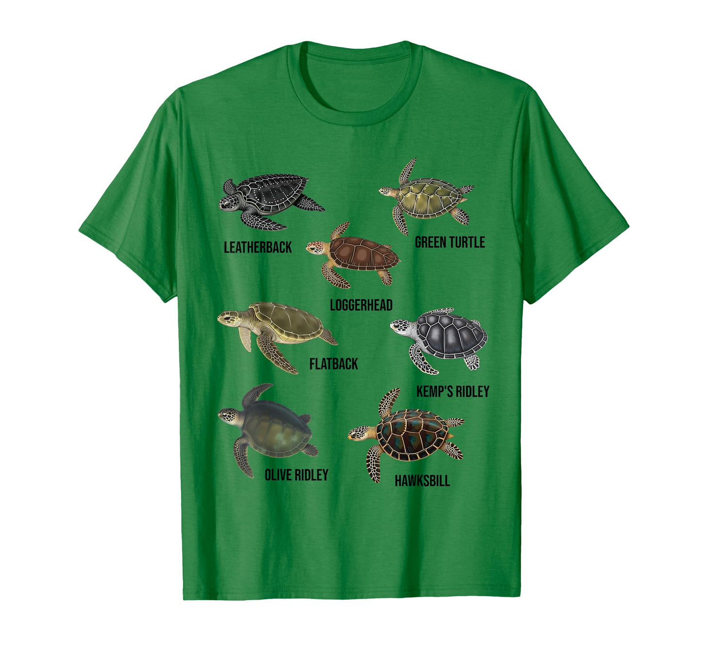 Types of Sea Turtles Marine Turtle Species Educational Chart T-Shirt