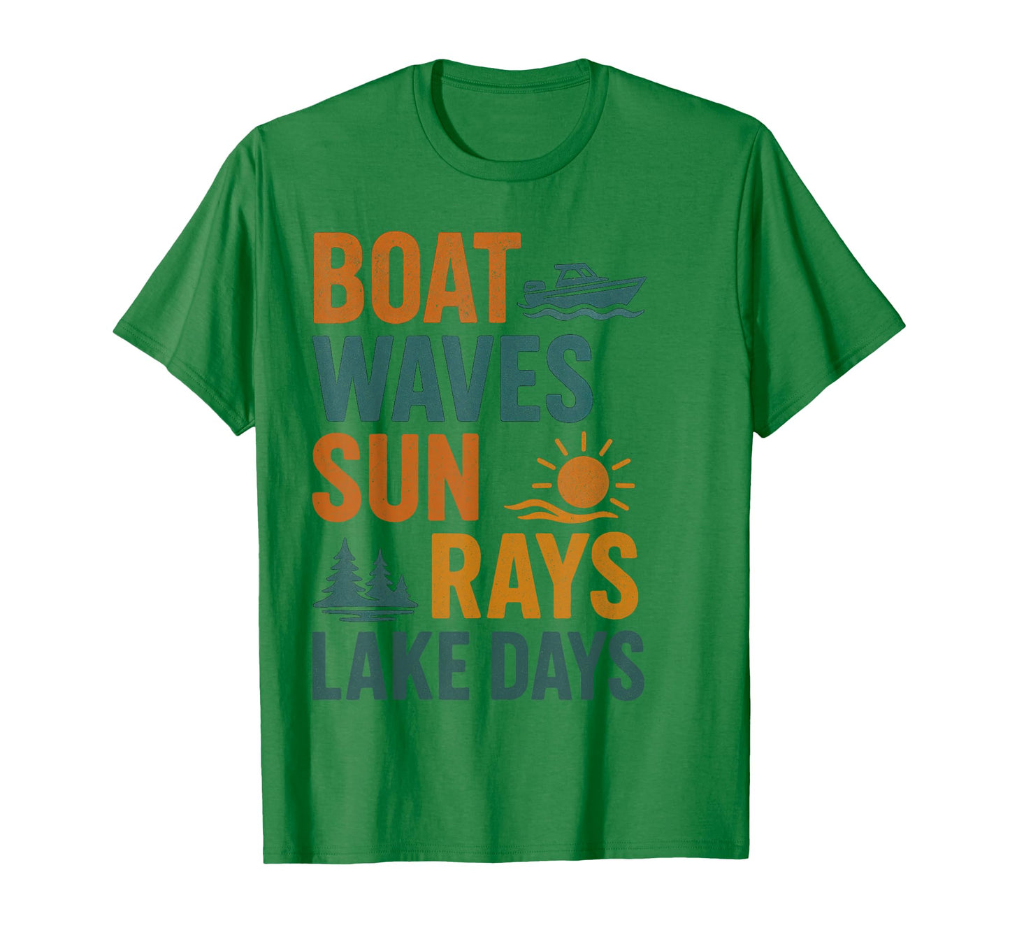 Boat Waves Sun Rays Lake Days Retro Summer - Lake Life Vibes T-Shirt