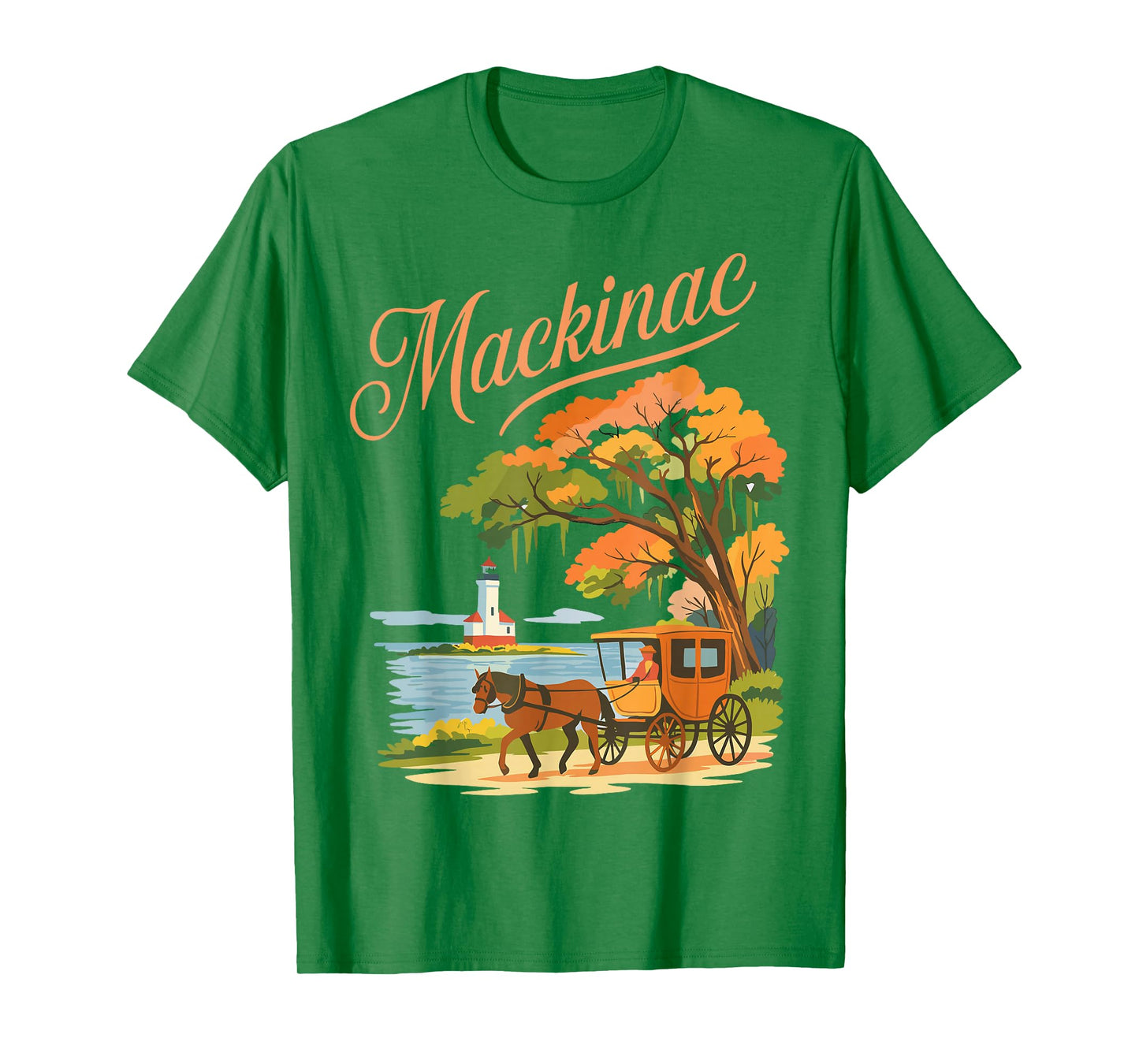 Mackinac Island Carriage Bridge Lakeview Vintage Ferry Scene T-Shirt