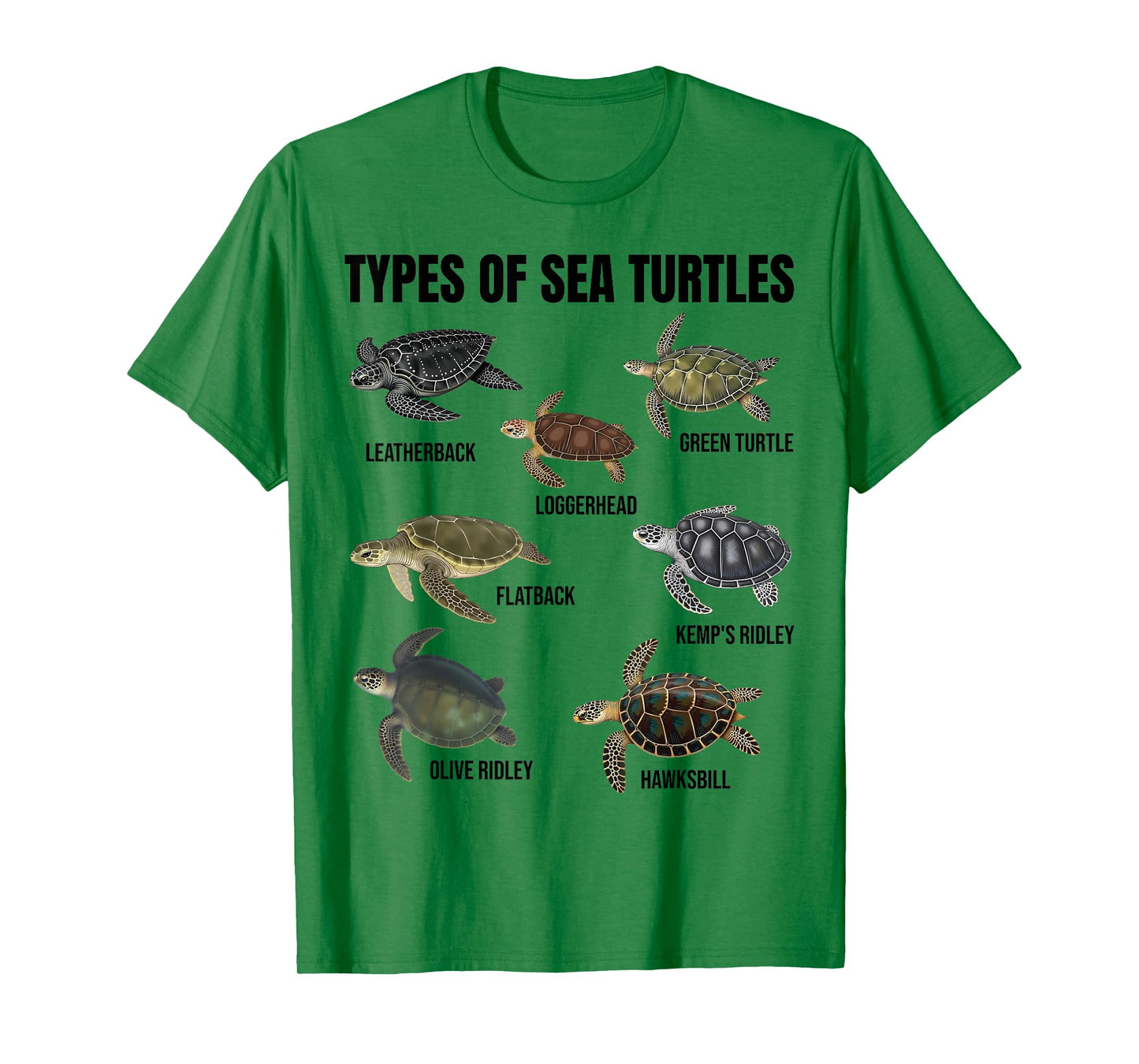 Types of Sea Turtles Marine Turtle Species Educational Chart T-Shirt