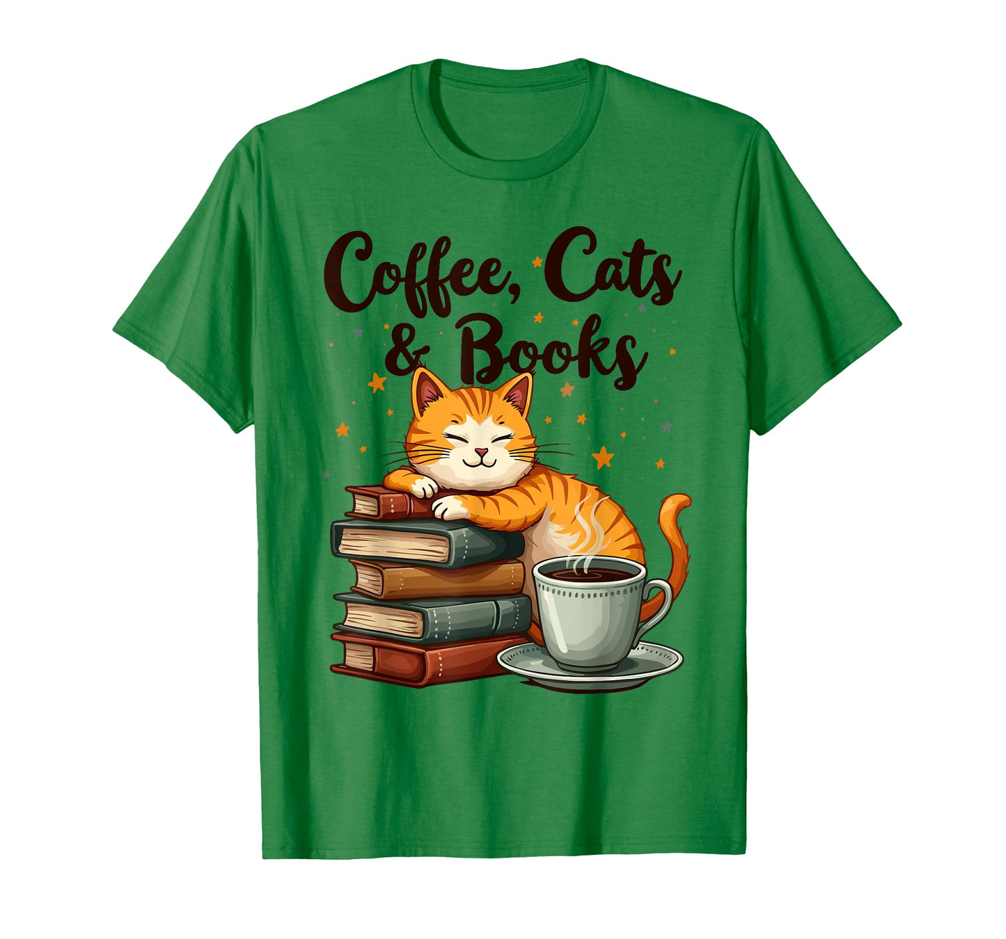 Coffee Cats And Books Lover, For Women & Girls, Funny Coffee T-Shirt